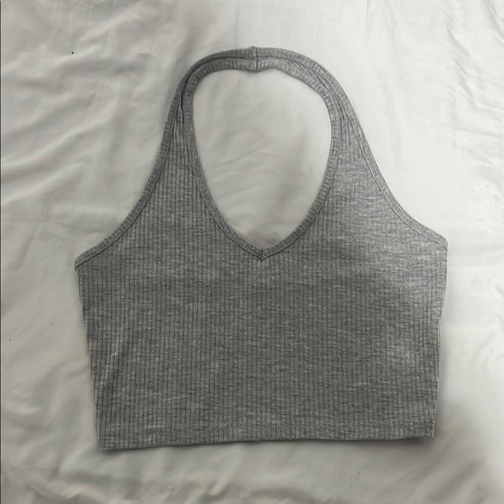 Gray Ribbed Women's Top